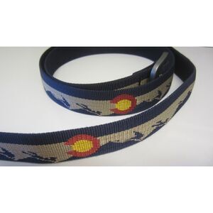 NEW Bison Designs Colorado Flag Logo Mountain Nylon Web Belt USA MADE Large 42"